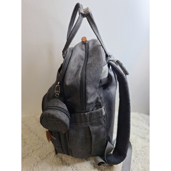 BabbleRoo Waterproof Diaper Bag Backpack Baby Essentials Travel Tote Bag Gray - Picture 5 of 12
